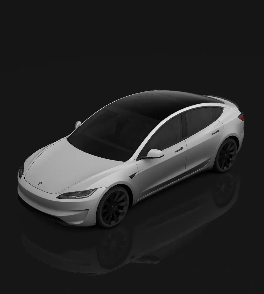 Digital wrap-skabelon og køretøjsvisning til Model 3 (2024+) Performance